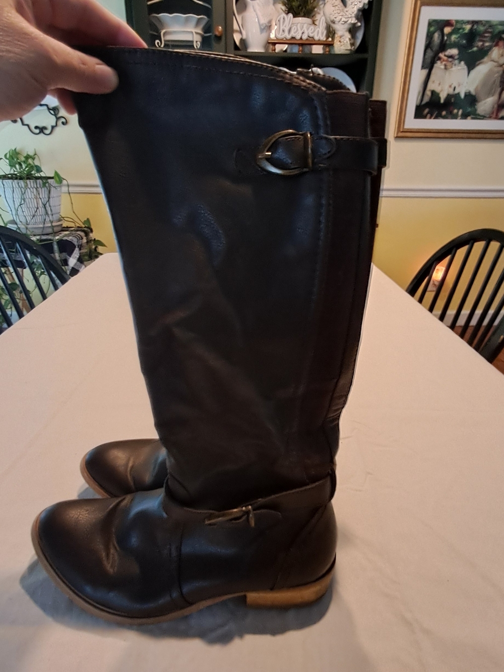 Tommy Tall Leather Boots - Dark Brown Size 7.5 M